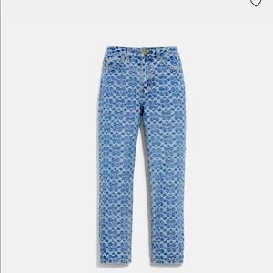 Coach All Over Signature Straight Slim Jeans Sz 28 C9193 Light Indigo NWT